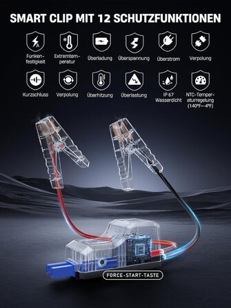 Портативний пусковий пристрій ANFLAG 5500A з компресором 150PSI, LCD-екраном та LED-ліхтариком (сірий)