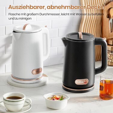 Електричний чайник OLEGA 1.8L, 1800W, нержавіюча сталь, автоматичне відключення, захист від сухого кип'яття