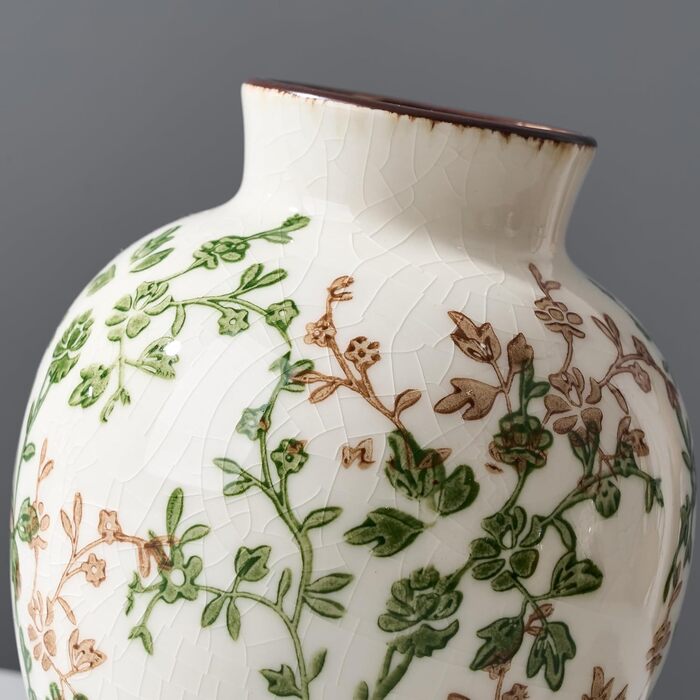 Керамічна ваза для квітів у стилі Богеми, 15.2 см, сіро-зелено-бежева, для дому, декорування полиці, каміну, вітальні, фермерського стилю