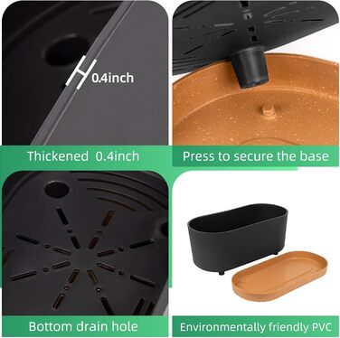 Набір горщиків для квітів QCQHDU 2 шт. з дренажними отворами та знімним дном, підставки, темно-сірий, 40.6 см