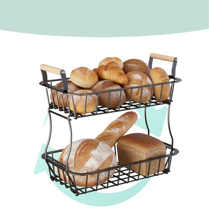 Relaxdays Двоярусний металевий фрутниця з ручками