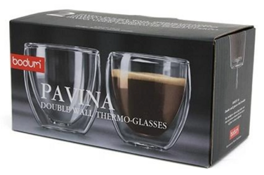 Набір чашок з подвійними стінками Bodum Pavina 0,08 л, 2 шт прозорий (4557-10)