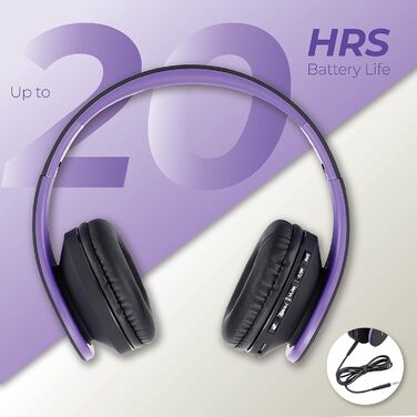 Накладні навушники PowerLocus Bluetooth, HiFi, Складні, Мікрофон, SD/TF, FM, для iPhone/Android (Чорний/Фіолетовий)