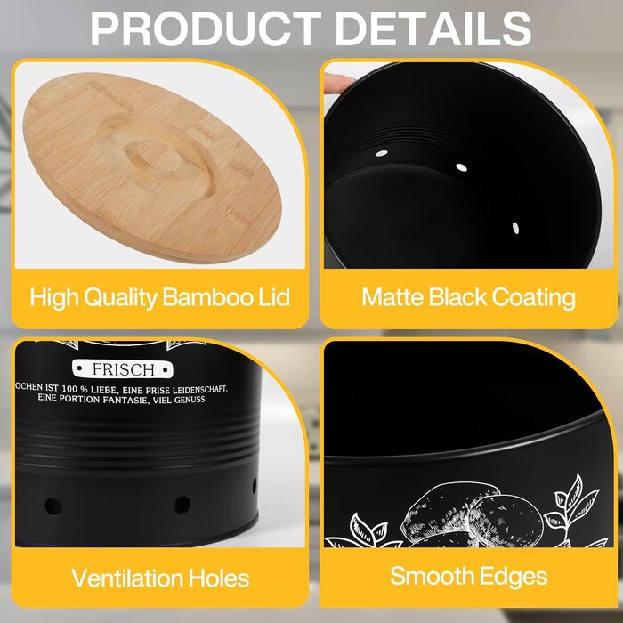 Набір для зберігання картоплі та цибулі: контейнер, ніж для картоплі, ніж для чищення, тканинна сумка