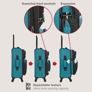 Чемодан ручної поклажі U.S. Traveler Rio, колір кобальт (синьо-зелений), 4 колеса