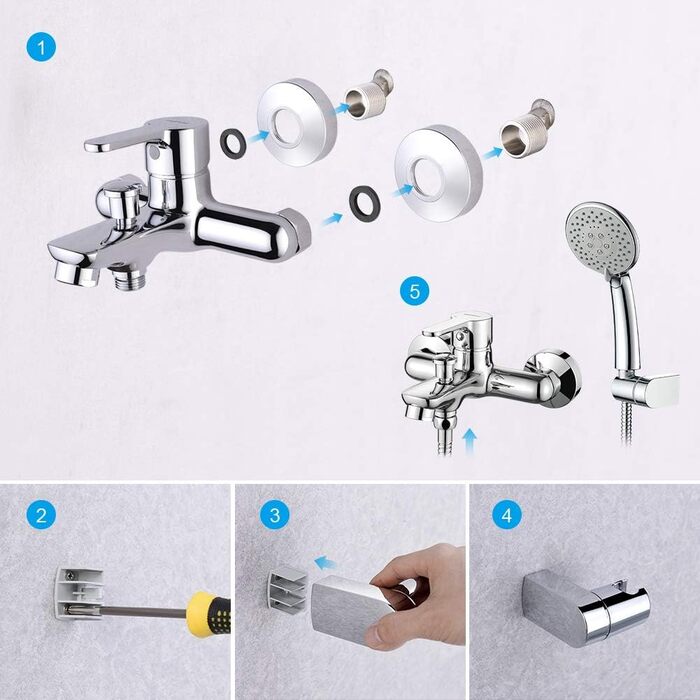 Набір для душу GRIFEMA Bad-Duschsystem G13003 з ручною лійкою, змішувач для ванни, шлангом та кріпленням, накладний монтаж, хром