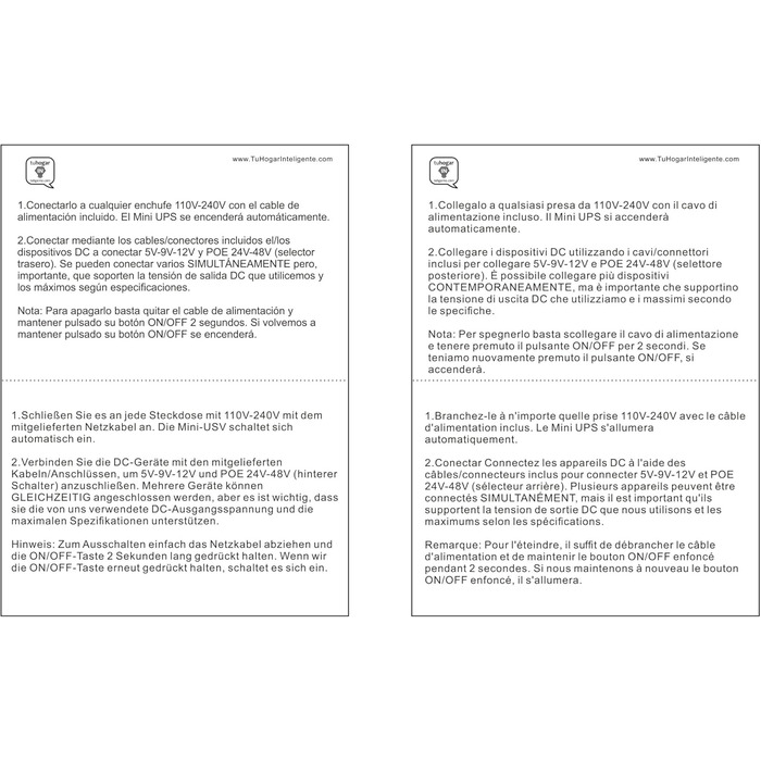 Mini UPS з внутрішньою батареєю високої ємності: 5V/9V/12V/PoE виходи для роутерів, камер, сигналізації