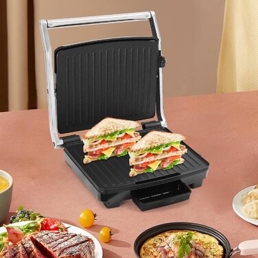Електричний контактний гриль для приготування їжі на столі, 2000 Вт, чорний