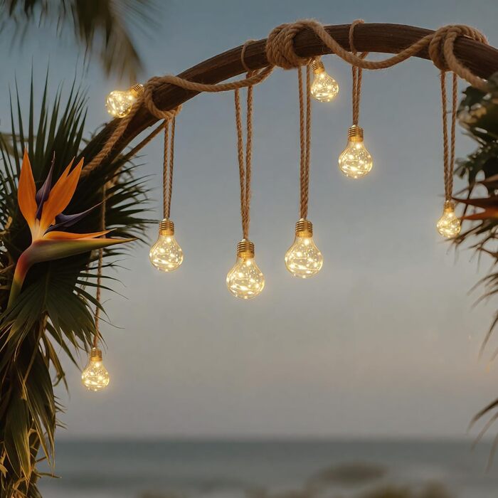 LED гірлянда сонячна для вулиці 10м, 16+1 G40, регульована яскравість, 3 режими, пульт дистанційного керування, вологостійка, тепле біле світло, для саду, балкону, декору вечірок