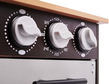 Дерев'яна дитяча кухня з раковиною, духовкою та витяжкою, модель 1