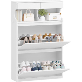 Шафа для взуття Hzuaneri з 2 дверцятами, 4 відділеннями, регульована, на 16 пар, для прихожого, передпокою, гардеробу, біла, 80 x 24.5 x 124.5 см, SR45303X