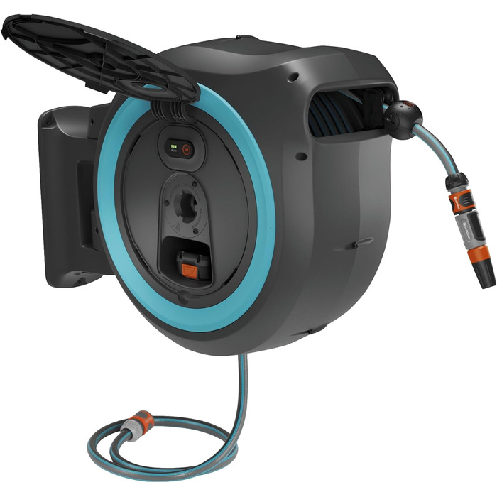 Gardena PowerRoll XXL Solo: Автоматичний шланг-намотувач 40м з акумулятором, бірюзовий (18645-55)