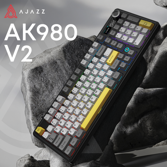 Бездротова механічна клавіатура Ajazz AK980 V2 Maillard Switch Black (AK980-V2-M-BGY)