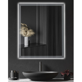 LED дзеркало для ванної кімнати з підсвічуванням | Вологостійке (IP54) | Сенсорне керування | 60x50 см | Вертикальна/Горизонтальна установка