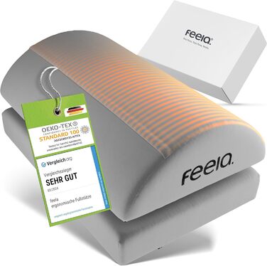 Підставка для ніг під стіл Feela® – ергономічна підставка для ніг, footrest, foot rest для комфорту. Без термосумки (з термосумкою, срібна)