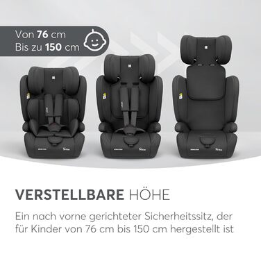 Автокрісло KikkaBoo 9-36 кг i-PASS, група 1/2/3, 1 рік - 12 років, i-Size, чорне