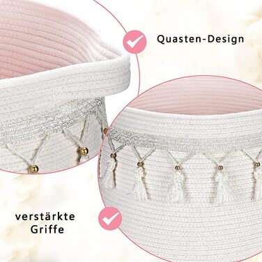 Великий кошик з бавовняного мотузка, плетений кошик для іграшок, білизни та ковдр, круглий кошик для подарунків з ручками для дитячої кімнати D45xH43CM (світло-сірий)