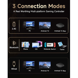 EasySMX X15 Бездротовий геймпад для ПК з 7 RGB-підсвічуванням, геймпад з Хол-джойстиком та тригерами, Bluetooth сумісний з ПК/Switch/Android/Tablet