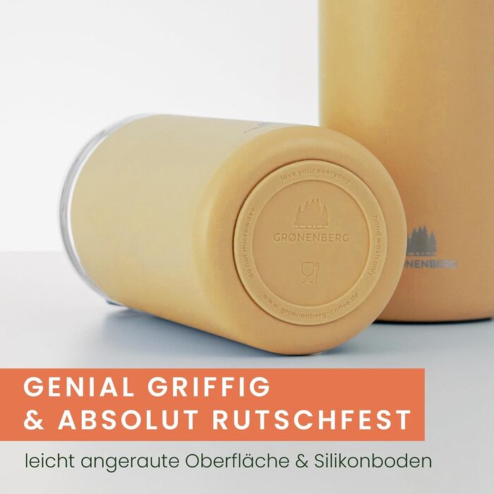 Термокружка Groenenberg 473 мл | Зберігає тепло до 4 годин | З екологічного нержавіючого сталі (гірчичний)