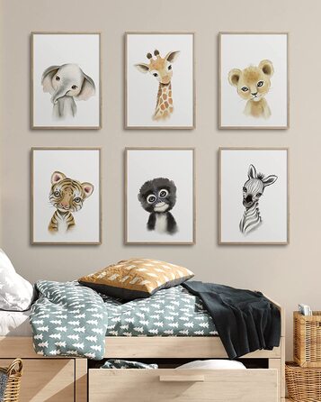 Набір з 6 постерів на стіну для дитячої кімнати Hambient: Африканські тварини, 30x40 см (без рамки)