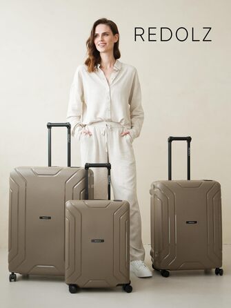 Візок REDOLZ Hard Shell M, 3-точкове закриття, 4 колеса, TSA, поліпропілен, холодний бежевий, 75 см