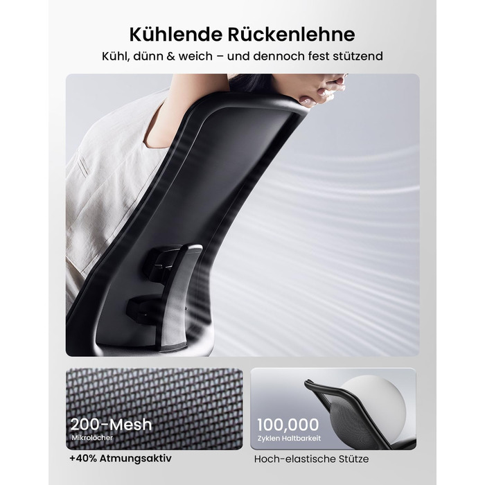 Офісний стілець ProtoArc Flexer Pro чорний з регулюванням глибини сидіння та дихаючою спинкою