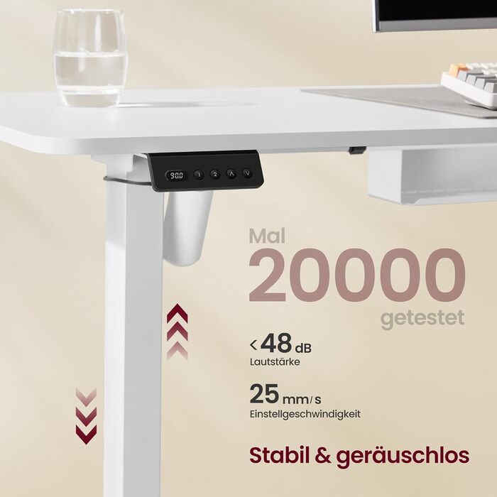 Електричний кутовий стіл VASAGLE з регулюванням висоти, 140 x 160 см, з підзарядкою, пам'ять висоти (2 положення), для офісу, білий (вохрений + матовий)