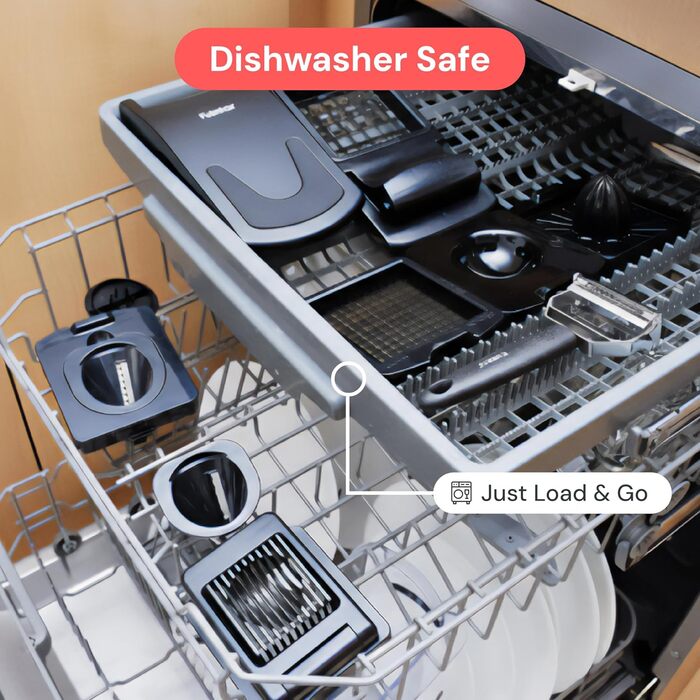 Набір для нарізки овочів та фруктів 9-в-1 (чорний) – нарізач, спіралізатор, тертка для овочів та фруктів