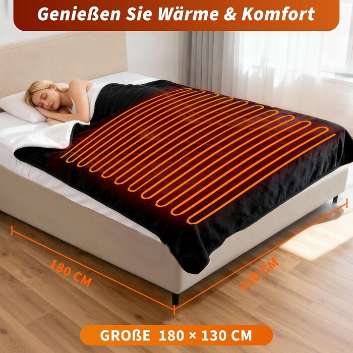 Електрична гріюча ковдра Citybee 180x130 см з таймером та захистом від перегріву