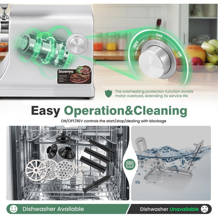 Електрична м'ясоподрібнювач Huanyu 2800W з насадкою для ковбас - багатофункціональна кухонна машина для дому та професійного використання