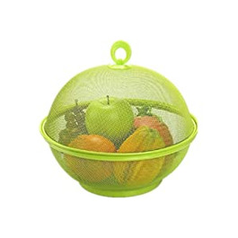 Кошик для фруктів Toruiwa з кришкою і ручкою, кошик для фруктів із захистом від комах з дуже маленькими отворами, Пластикова корзина для фруктів, набір для зливу, кошик для фруктів