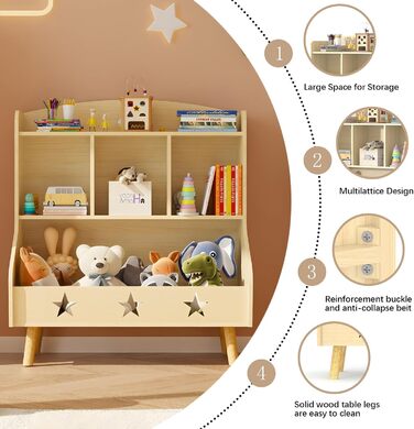 Дитяча полиця для іграшок та книг Garden 4 you, 3 відкриті полиці, 63x30x60 см (Білий/Бежевий)