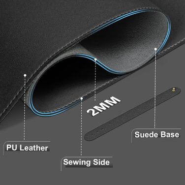 Двостороння шкіряна підкладка на стіл 120x60 см, водонепроникний захисний килимок для робочого столу з замшею (Чорний)