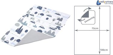 Ігровий килимок Medi Partners для дитини 100 бавовняна вафля 75х100 тонкий без наповнювача двосторонній багатофункціональний м'який делікатний (Ретро автомобілі з сірою вафлею)