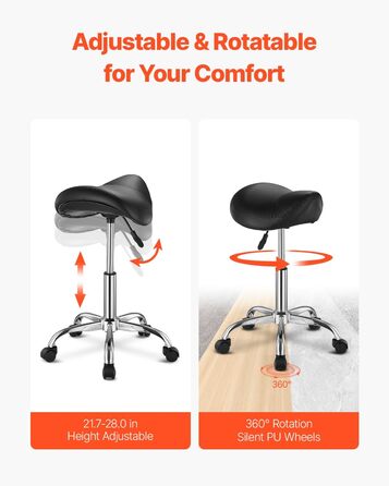 Сідло-стілець VEVOR для стоматологів, салонів, лабораторій. Регульована висота 460-605 мм, вантажопідйомність 181 кг, розмір 54x54x71 см