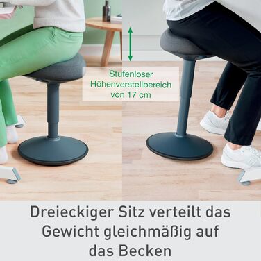 Офісний стілець Leitz Ergo Active з піною подвійної щільності, регульована висота 57-82 см, оббивка з переробленого матеріалу (до 110 кг), темно-сірий