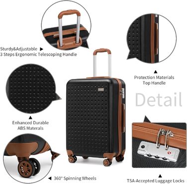 Чемодан-валіза KONO з жорсткою оболонкою, 76x50x31 см, білий (чорний, S 57x40 см) з TSA замком та 4 спіннер колесами