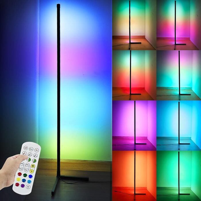 Кутовий торшер YOSION LED RGB, синхронізація музики, з можливістю затемнення, USB, для вітальні, ігрової кімнати, спальні