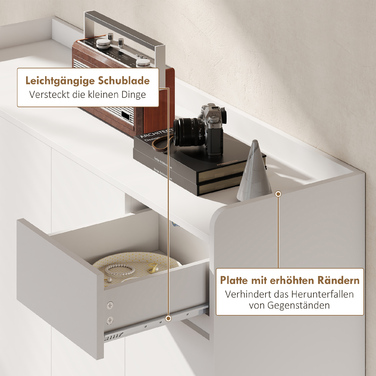 Шафа для взуття HOMCOM з безручковим дизайном, 4 дверцятами, 4 регульованими полицями, окремо стояча полиця для взуття на 5 дерев'яних ніжках, дерево, білий