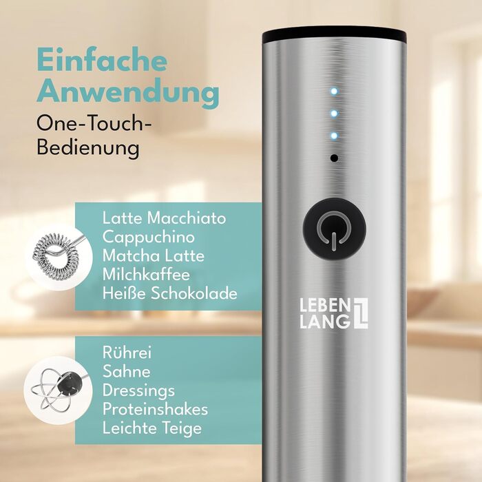 Електричний піноутворювач для молока LEBENLANG - USB, з насадкою для збивання | Перезаряджається