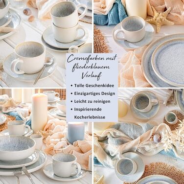 Набір кавових чашок з блюдцями SINGER Santorini 8 предметів біло-кремовий