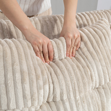 Диван-ліжко HOMCOM на 2 особи, з оббивкою з корду, трансформується в ліжко, 2 подушки, бічні кишені, 157 x 190 см, кремово-білий