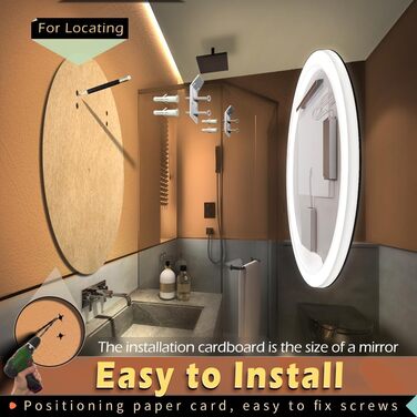 LED дзеркало для ванної кімнати KWW, регульована колірна температура, протитуманне, диммування, 60x60 см