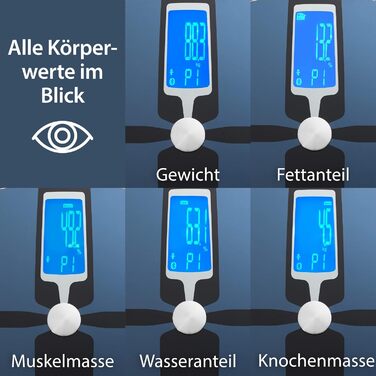 Шкала жиру в організмі ADE BA 1600, цифрова шкала для ванної кімнати, 5 виміряних значень, до 180 кг, синій