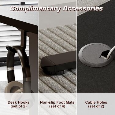 Електричний регульований стіл Airfish з USB-C зарядкою, кабелеуправлінням та 3 рівнями пам'яті (білий, чорний) 200 x 80 см