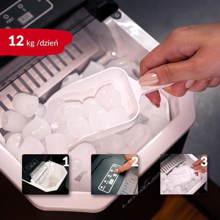 Машина для приготування льоду Lehmann - 1.3л, 12кг/24г, 2 розміри, для дому, вечірки, офісу, кемпінгу