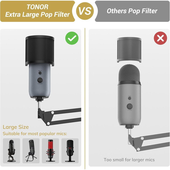 Мікрофонний стійка-тримач TONOR з поп-фільтром та кріпленням 3/8