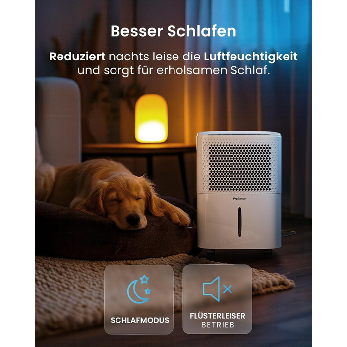 Pro Breeze® Eco Kompakt 12L/день: Електричний осушувач повітря з LED-дисплеєм, функцією сушіння білизни та Smart App (20 м²)