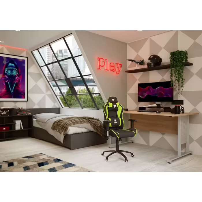 Ігрове крісло iTek PLAYCOM FM20, акрил, чорний-зелений