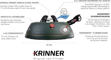 Підставка для різдвяної ялинки Krinner Ultra Grip XL підставка для різдвяної ялинки в комплекті. Одностороння ножна педаль з запобіжним розтрубом і 4,5 літра